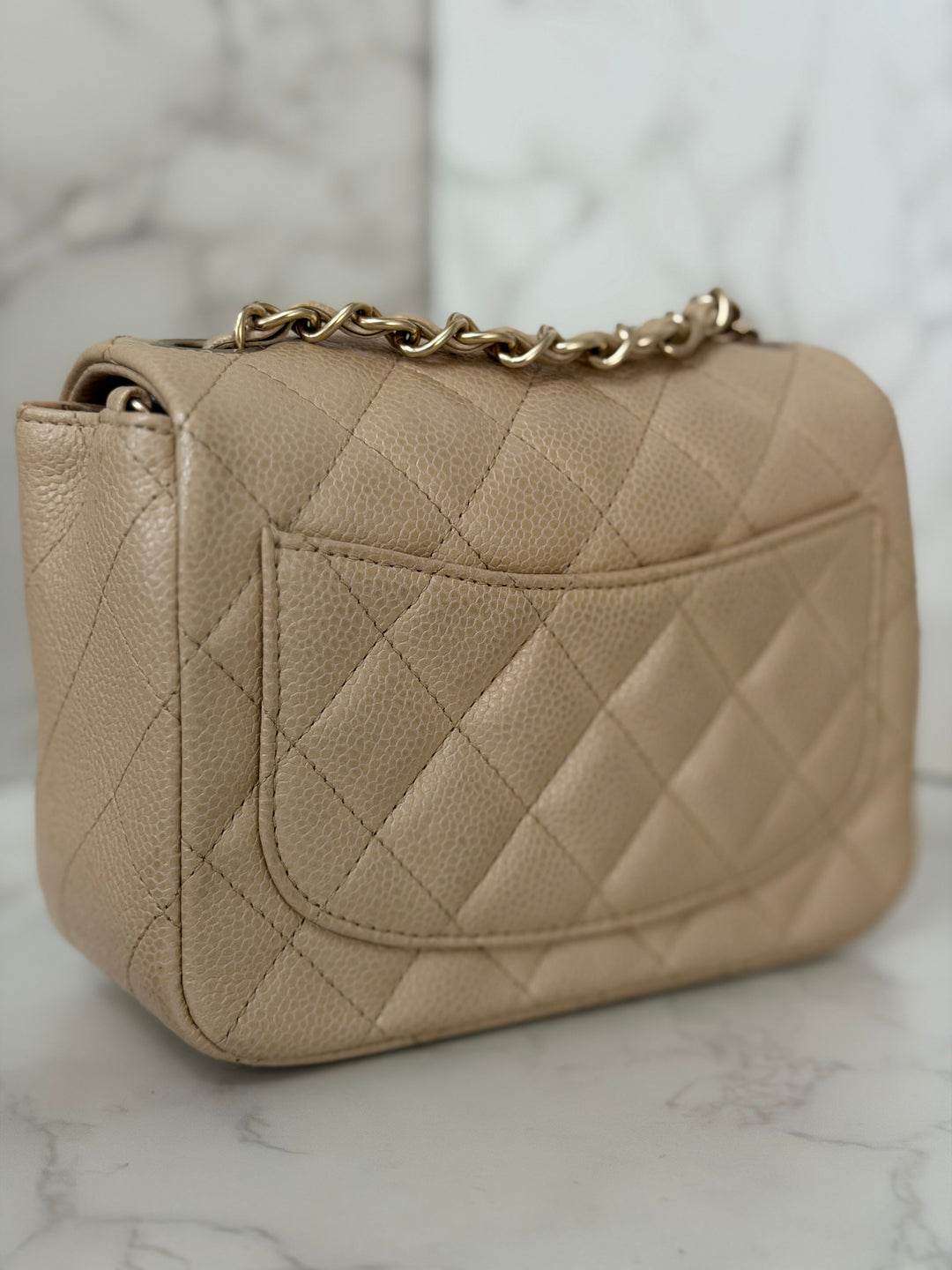 Chanel series 20 15C collection 2014/2015 Pearly Beige Caviar Brushed GHW Square Mini Flap Bag