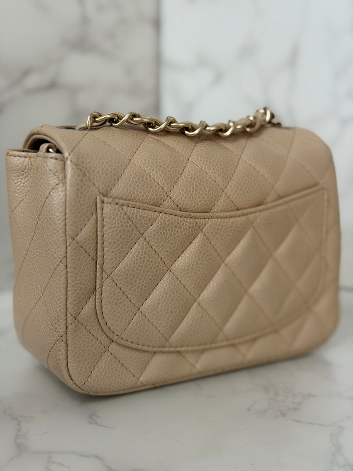 Chanel series 20 15C collection 2014/2015 Pearly Beige Caviar Brushed GHW Square Mini Flap Bag