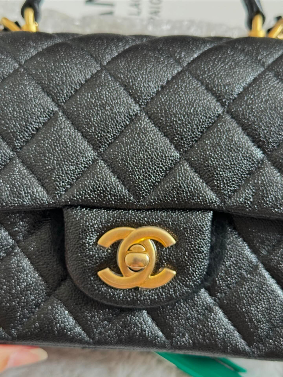 Chanel 21S 2021 Summer Spring Collection Black Caviar GHW Mini Rectangular Top Handle Flap Bag