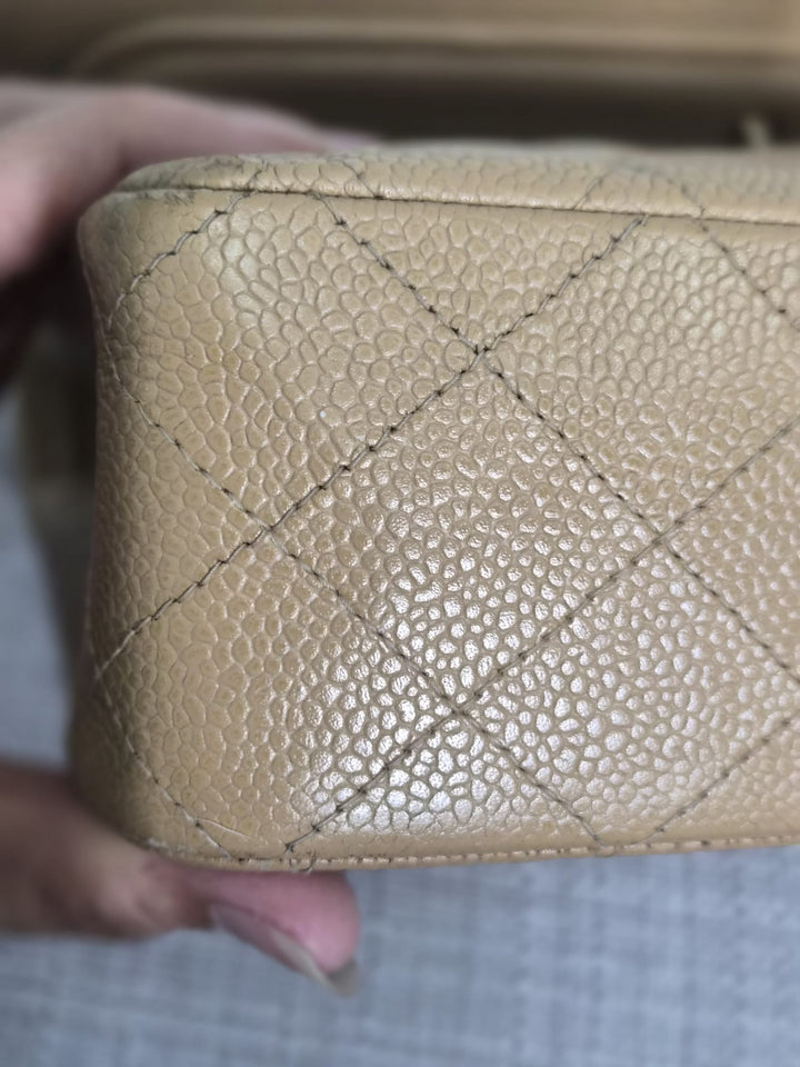 CHANEL Series 9 Vintage Dark Beige Caviar 24K GHW Medium Timeless Classic Double Flap Bag