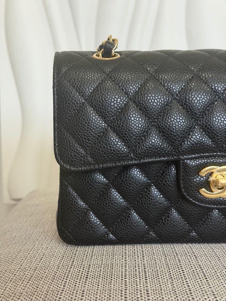 CHANEL Black Caviar GHW SMALL Timeless Classic Double Flap Bag 2022