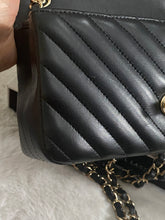 Load image into Gallery viewer, Chanel series 26 (2018) Black Lambskin Chevron LGHW Mini rectangular Flap Bag
