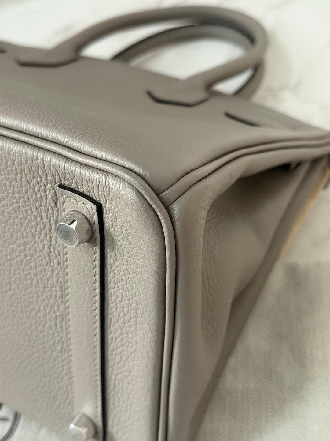 HERMES Gris Asphalt Leather Birkin 30 Bag Palladium Hardware Stamp D 2019