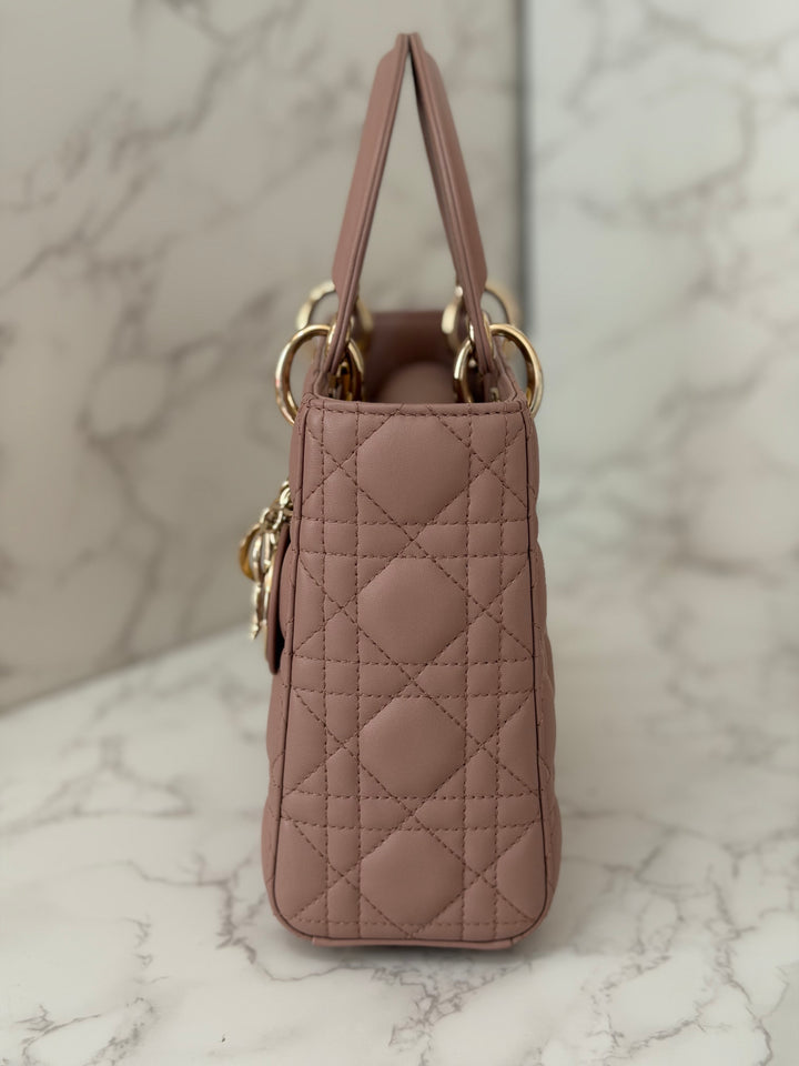DIOR Lady Dior In Blush Lambskin LGHW size SMALL 2020