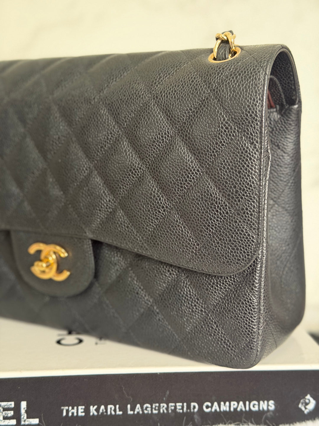 CHANEL series 17 Black Caviar GHW Jumbo Classic Double Flap Bag 2012