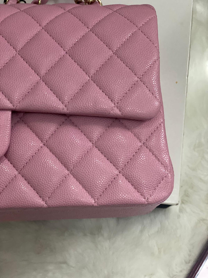 CHANEL 22S 2022 Dark Pink Caviar LGHW Medium ML Timeless Classic Double Flap Bag