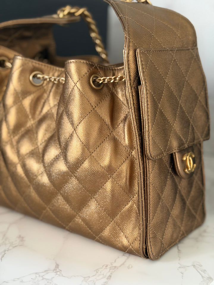 CHANEL 25A 2025 Bronze Caviar aged GHW 25 Hobo Bag size Small