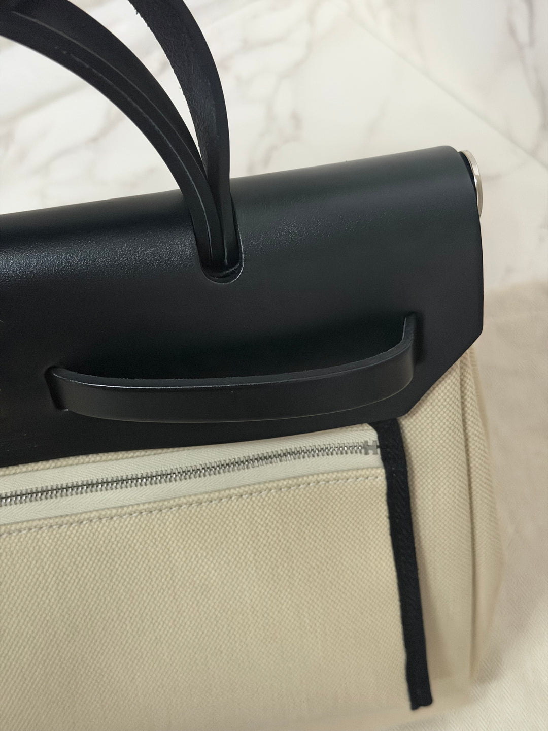 Hermes Herbag Zip 31 Bag in Noir/Beton Palladium Hardware