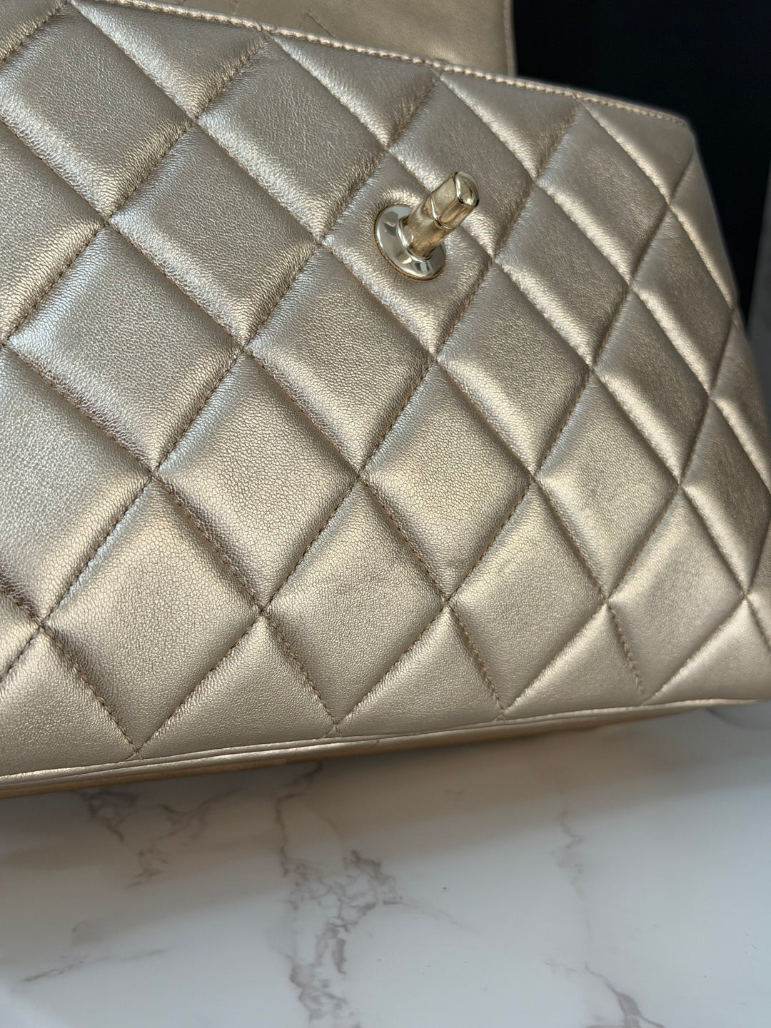 CHANEL series 30 Metallic Gold Lambskin LGHW Trendy CC top Handle Bag with non detachable Strap size SMALL 2020