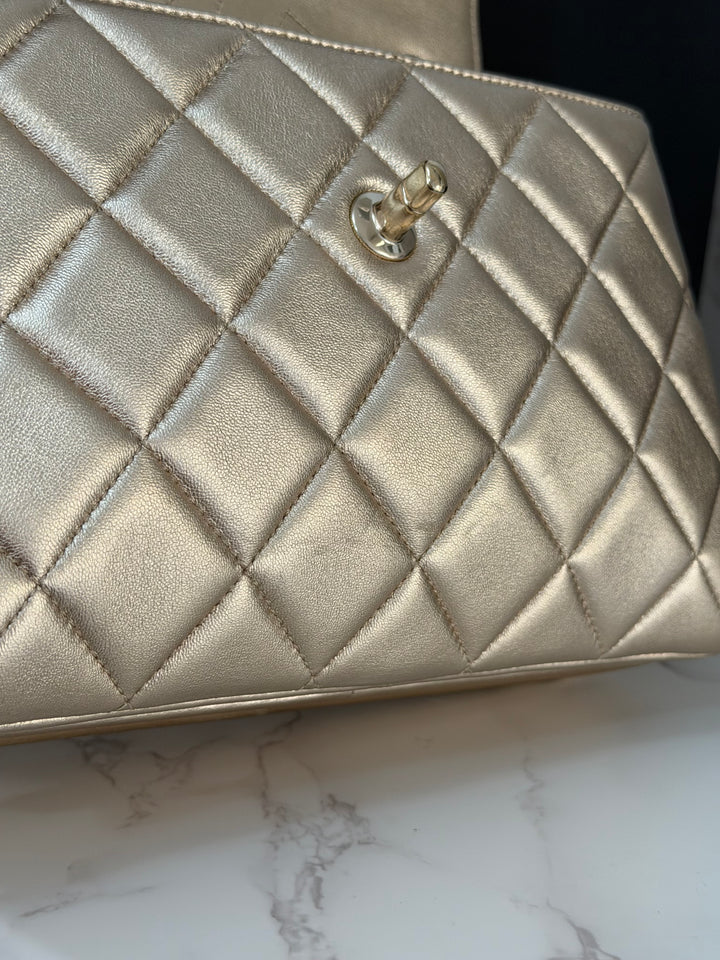 CHANEL series 30 Metallic Gold Lambskin LGHW Trendy CC top Handle Bag with non detachable Strap size SMALL 2020