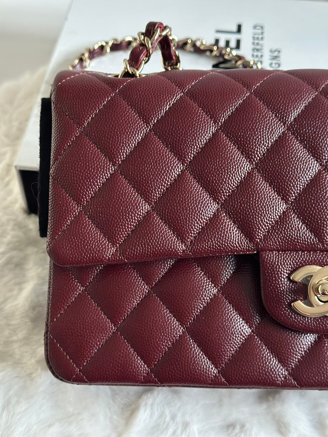 CHANEL 21B Collection Burgundy Caviar LGHW Medium M/L Timeless Classic Double Flap Bag 11.12