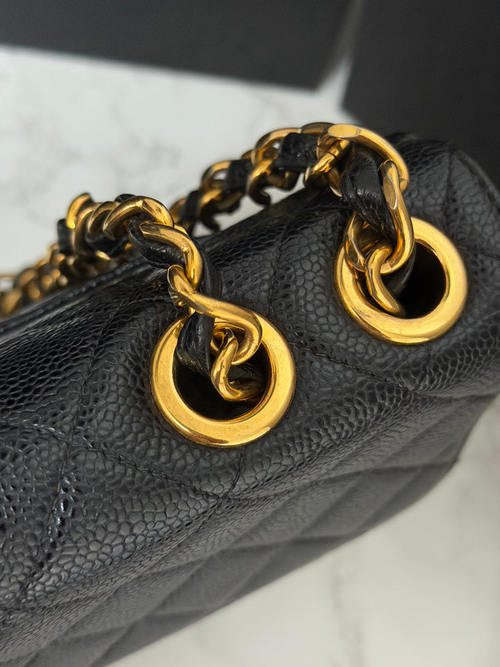 Chanel Series 7 24K GHW Black Caviar Vintage Jumbo Single Flap Bag 2008/2009