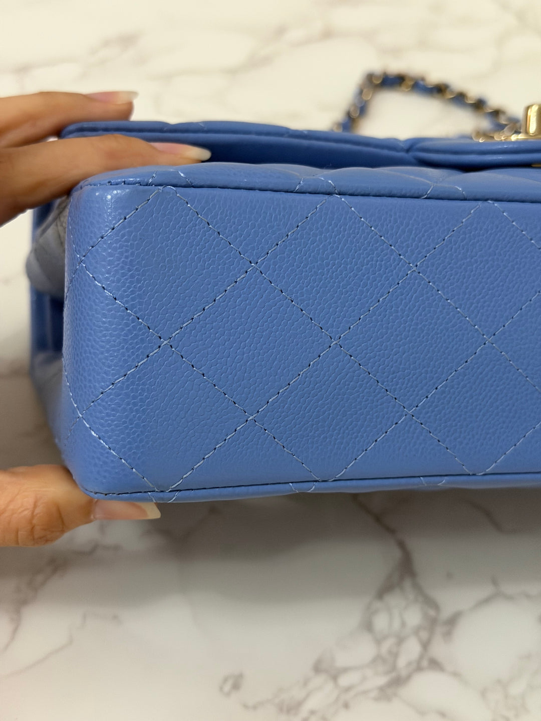 CHANEL 25C 2025 Periwinkle Blue Caviar LGHW Medium ML Timeless Classic Double Flap Bag