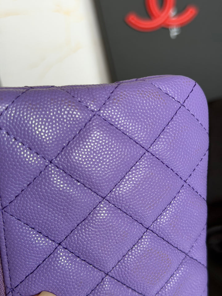 CHANEL series 28 20S purple caviar LGHW Mini O Case Pouch 15 cms