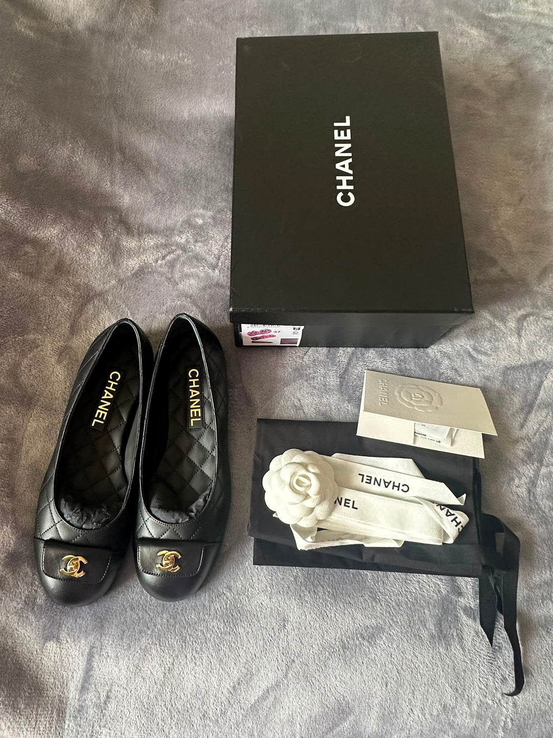 CHANEL Black Ballerina Shoes EU 37.5