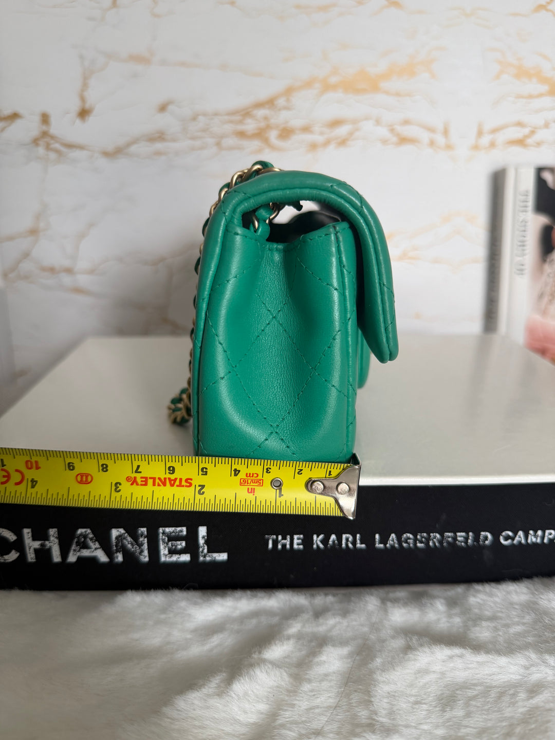 CHANEL series 21 Green Lambskin Brushed GHW Extra Mini Flap Bag 7.5 inches (discontinued line)