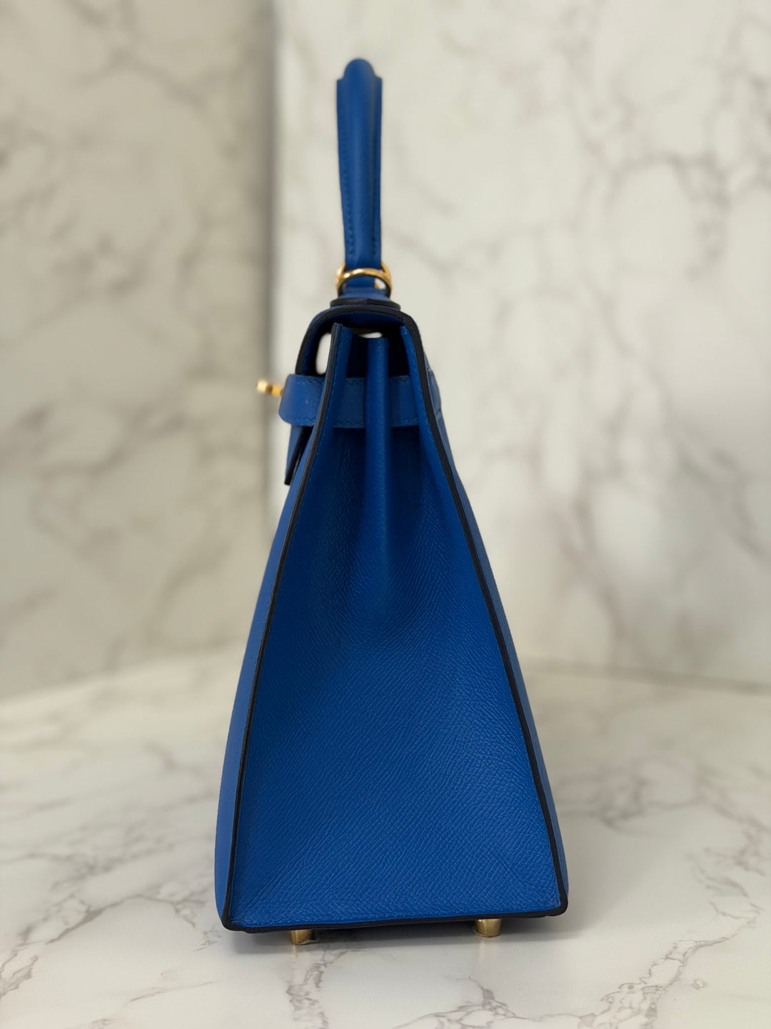 Hermes Blue Hydra Epsom Sellier Kelly 28 GHW Stamp C 2018