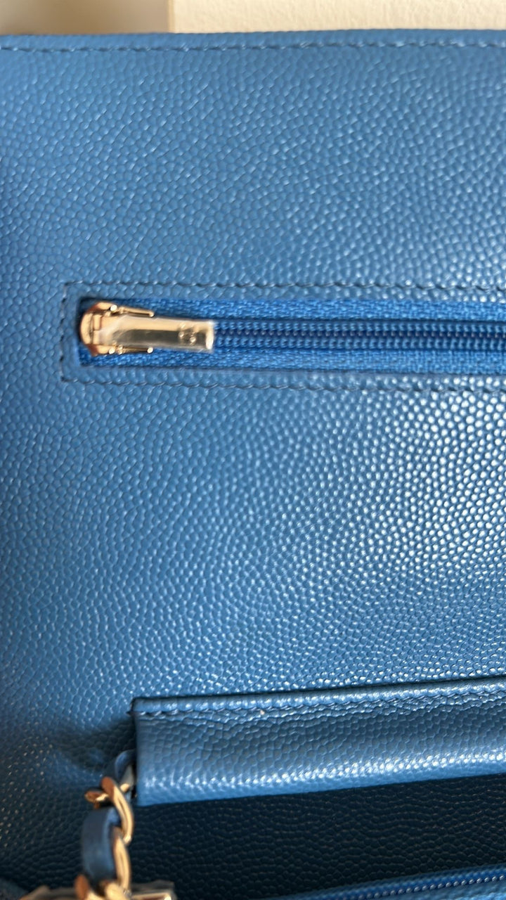 CHANEL series 30 Blue Jean Caviar LGHW Classic Wallet On Chain (WOC) 2020