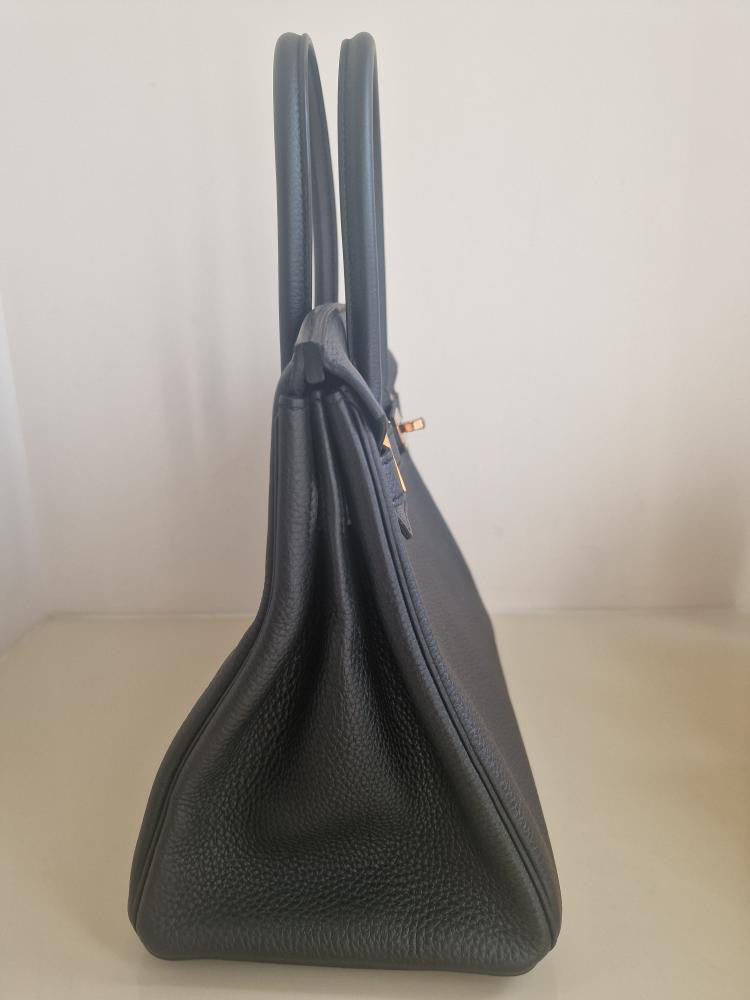 HERMES Noir/Black Togo Leather RGHW Birkin 30 Stamp D 2019