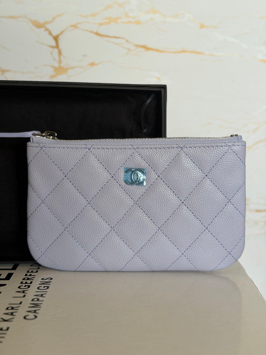 CHANEL series 31 Light purple caviar SHW Mini O Case Pouch 15 cms