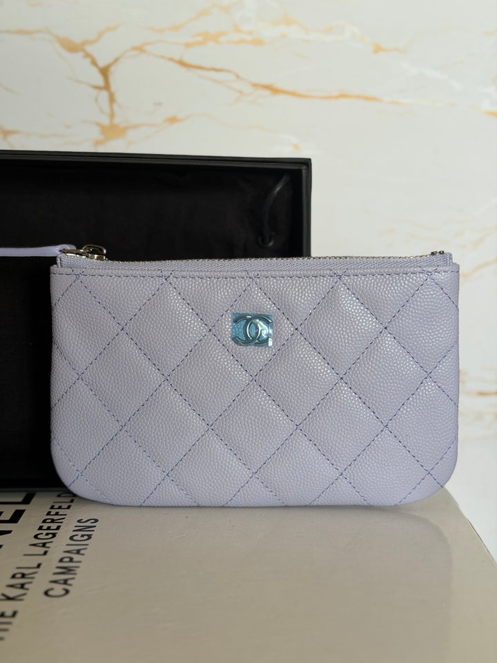CHANEL series 31 Light purple caviar SHW Mini O Case Pouch 15 cms