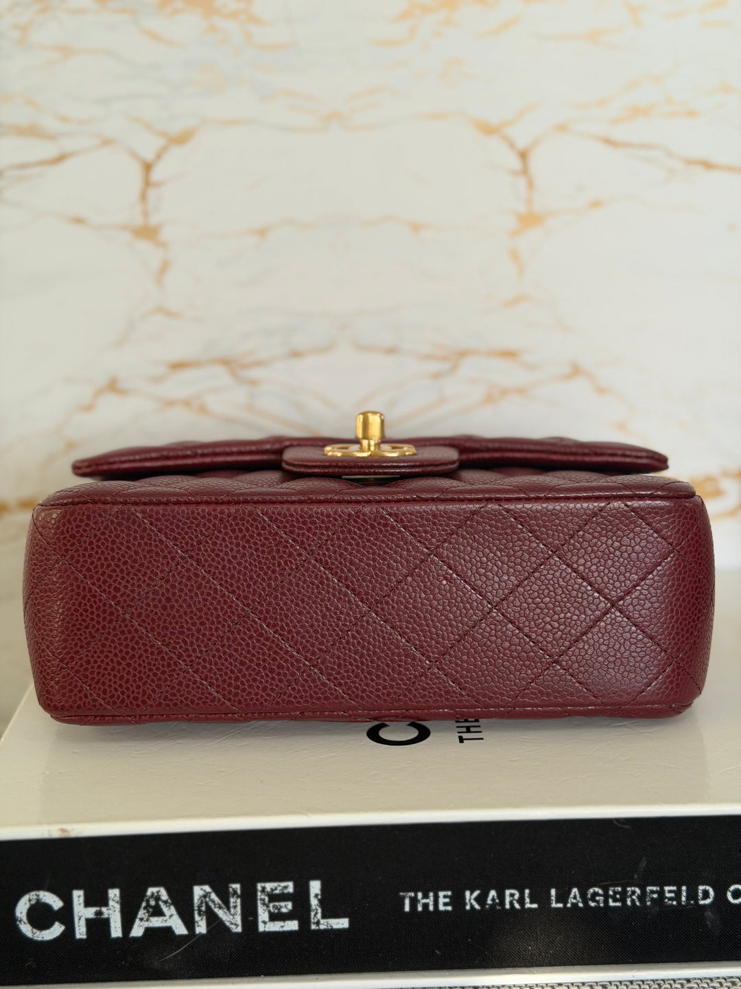 CHANEL series 21 15B collection Burgundy Caviar GHW Mini Rectangular Flap Bag 2015 RARE