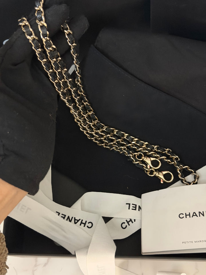 CHANEL Black Caviar LGHW Long Vanity with top handle and detachable chain
