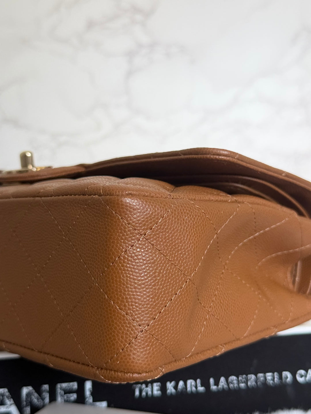 CHANEL 17C Brown Caramel Caviar LGHW Medium ML Timeless Classic Double Flap Bag 2016/2017