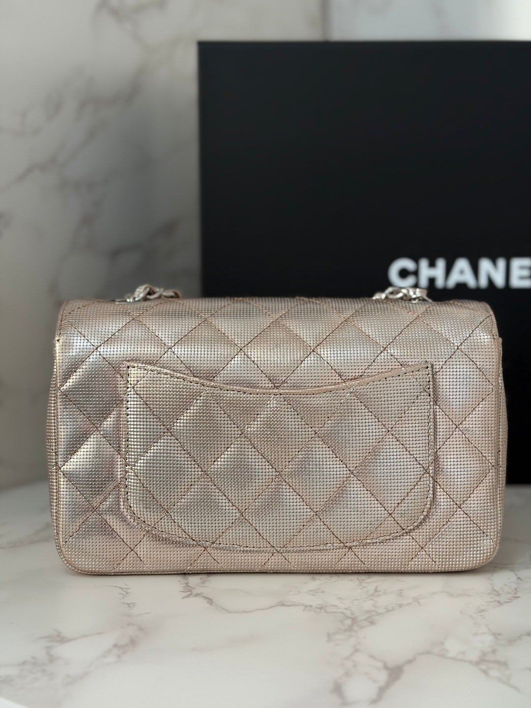 CHANEL series 21 16C 2016 Pixel Pinky Gold Calf Skin SHW Mini Rectangular Flap Bag