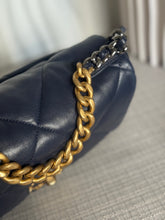 Load image into Gallery viewer, CHANEL 19 Size SMALL 26 cms series 31 Navy Lambskin Mixed Hardware Flap Bag with top handle
