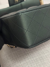 Load image into Gallery viewer, Chanel Iridescent Dark Green Lambskin Mini Rectangular Flap Bag with Top Handle and Champagne GHW
