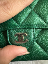 Load image into Gallery viewer, Chanel 18S Emerald Green Caviar LGHW Full size (8 inches) Sarah Flap Wallet
