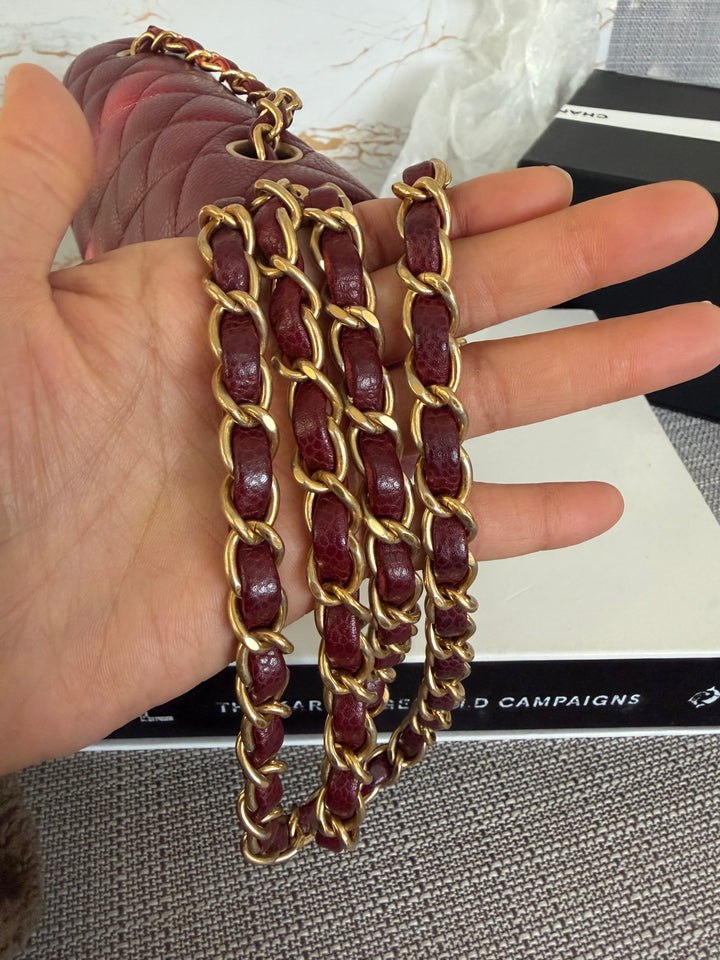 CHANEL series 21 15B collection Burgundy Caviar GHW Mini Rectangular Flap Bag 2015 RARE