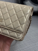 Load image into Gallery viewer, Chanel 21P 2021 Pre Spring/Summer Collection series 31 Iridescent Gold Lambskin Champagne GHW Classic Wallet on Chain (WOC)
