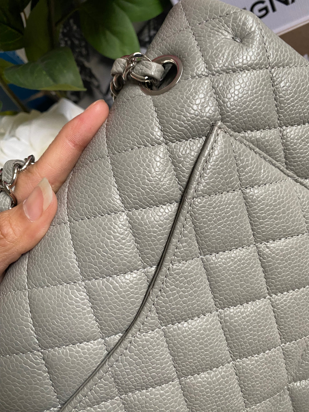 CHANEL series 19 Grey Caviar SHW Medium ML Double Flap Bag 14B collection 2014
