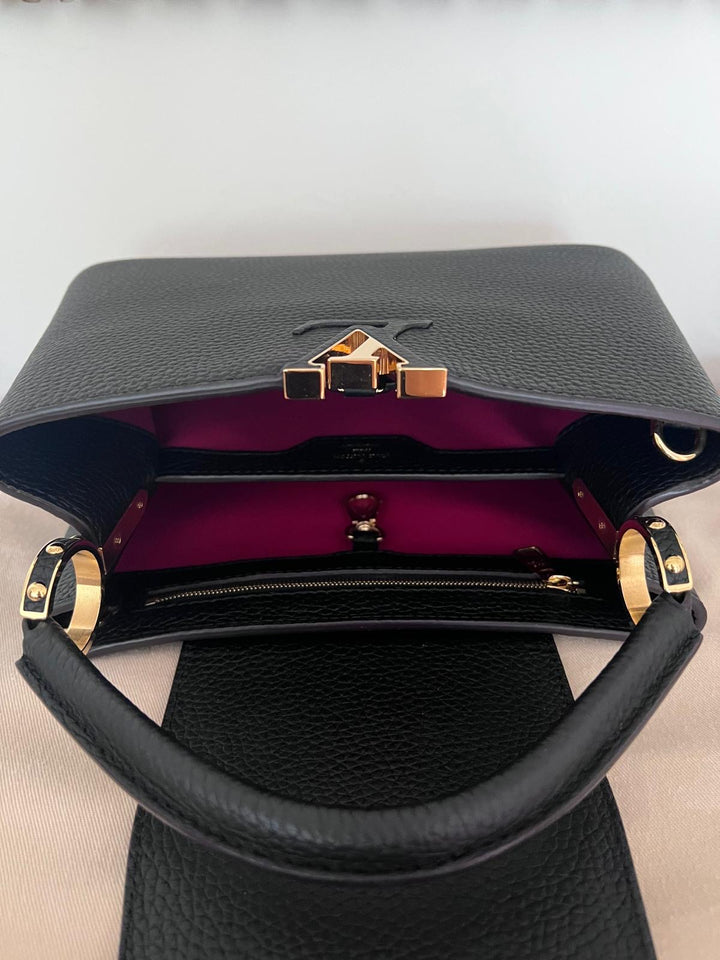 LOUIS VUITTON LV Black Caviar GHW Capucines BB