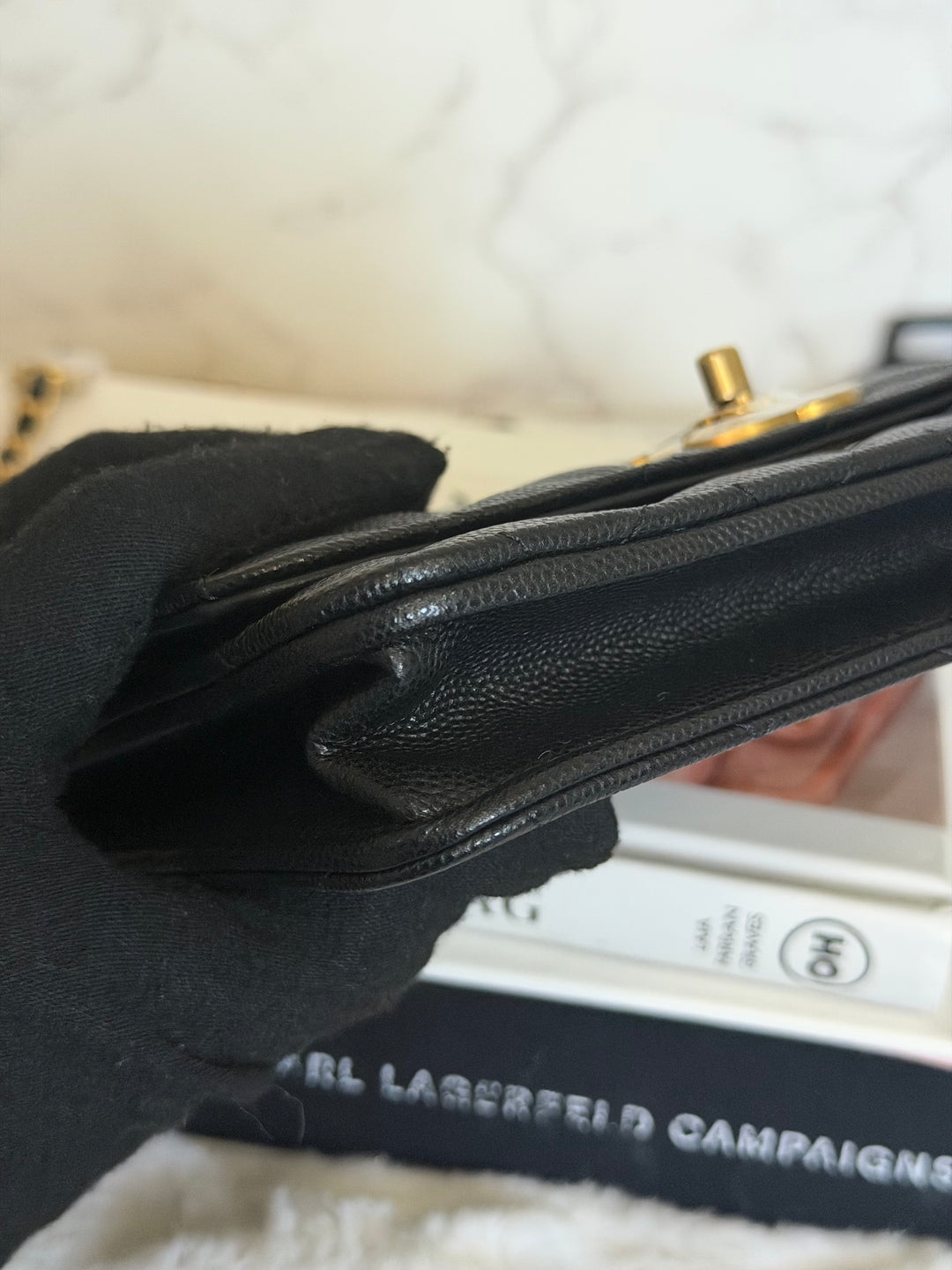 CHANEL Camellia Turnlock Black Lambskin Brushed GHW Classic Wallet on Chain (WOC) microchip 2023