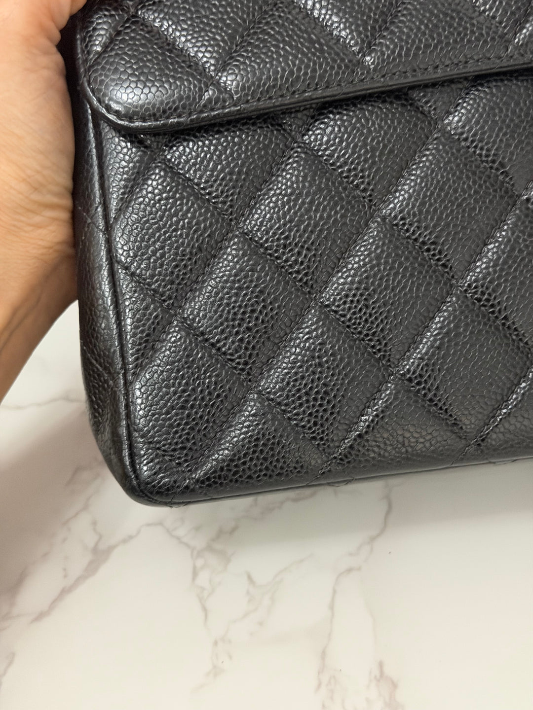 Chanel Series 7 24K GHW Black Caviar Vintage Jumbo Single Flap Bag 2008/2009