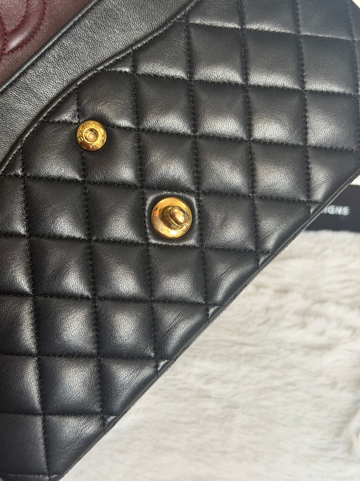 CHANEL series 14 Black Lambskin GHW Medium ML Timeless Classic Double Flap Bag 2011