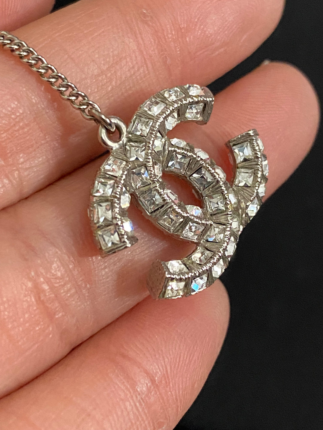 Chanel Crystal Earrings Silver Hardware