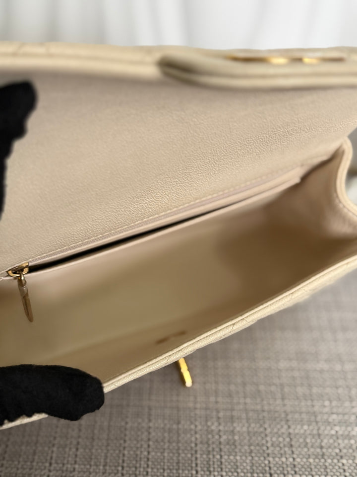 CHANEL 21S series 31 Beige Caviar Aged GHW Mini Rectangular Flap Bag with Top Handle 2021