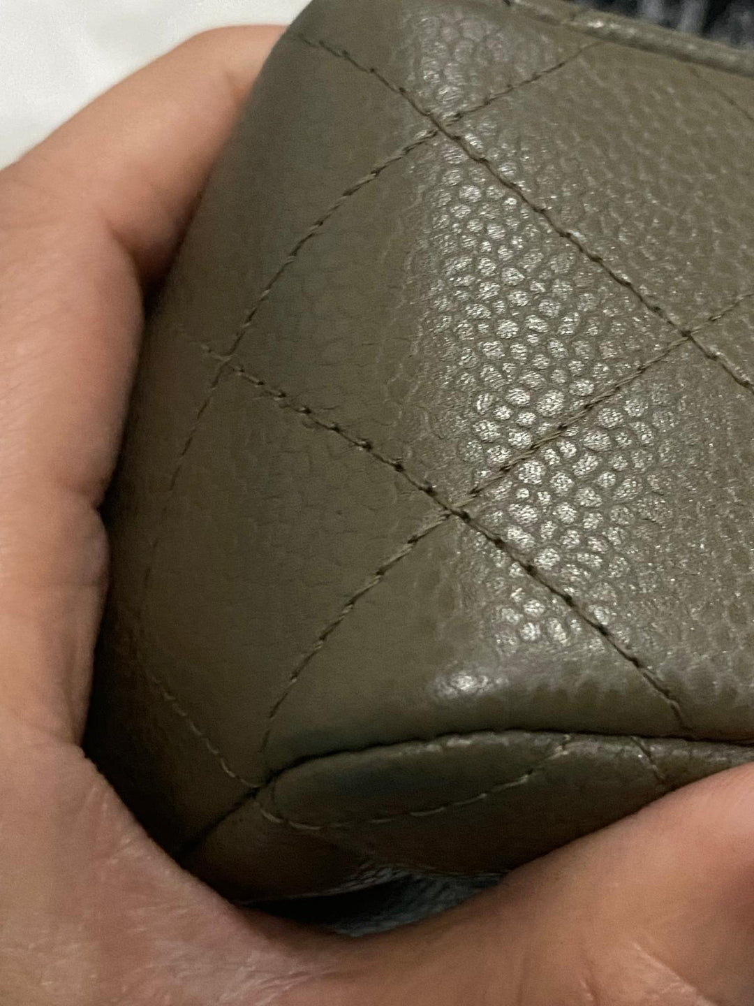 Chanel series 17 2012 Khaki Green Caviar SHW Mini Rectangular Flap Bag