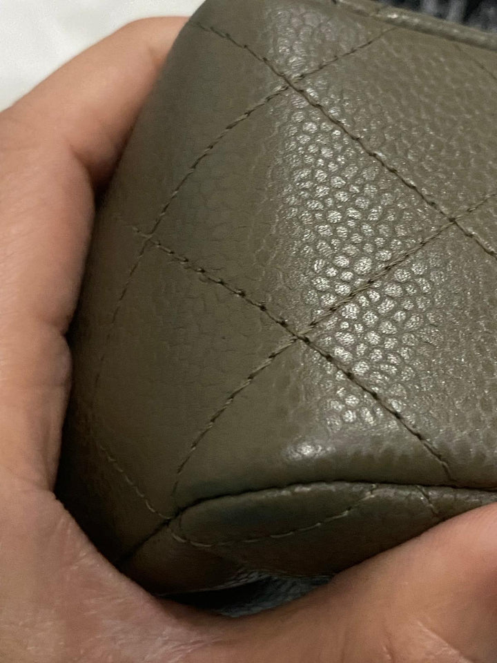 Chanel series 17 2012 Khaki Green Caviar SHW Mini Rectangular Flap Bag