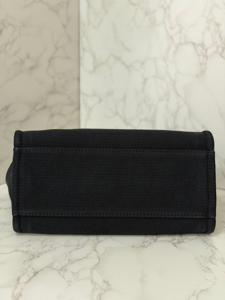 CHANEL 22B 2022 Black Tweed Deauville Tote size Small with Top Handle LGHW and Detachable Pouch