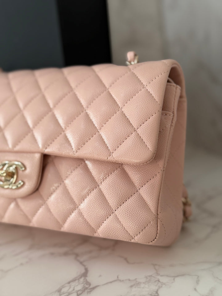 CHANEL 21C 2021 Rose Clair Caviar LGHW Medium ML 11.12 Timeless Classic Double Flap Bag