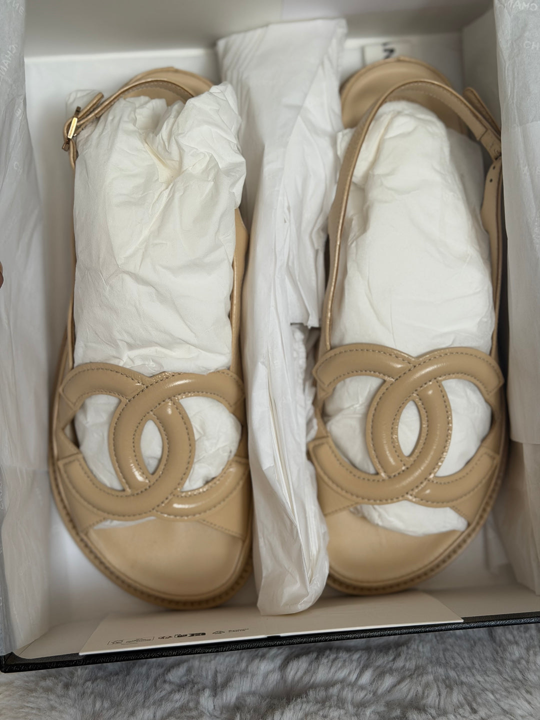 CHANEL Beige Dad’s Sandals 26B 2026 size EU 39