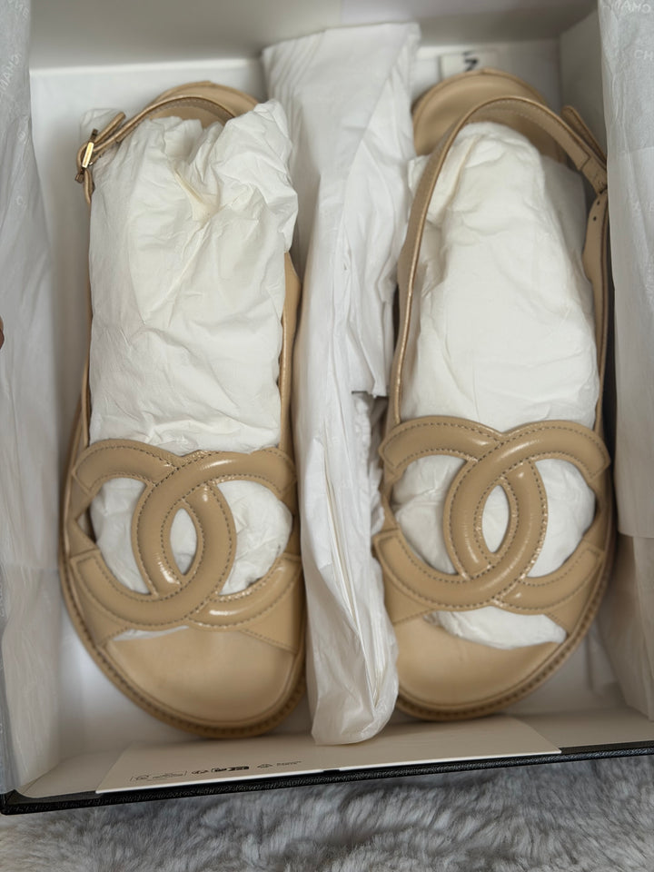 CHANEL Beige Dad’s Sandals 26B 2026 size EU 39