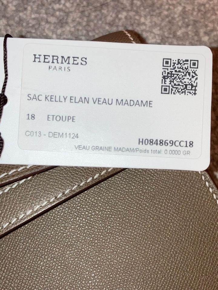 Hermes Kelly Elan EtoupeVeau Madame Leather GHW Stamp Z (2025)