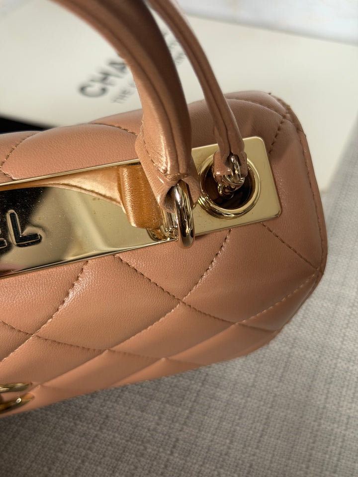 CHANEL series 23 Caramel Dark Beige Lambskin Trendy CC Flap Bag size SMALL with LGHW and detachable strap