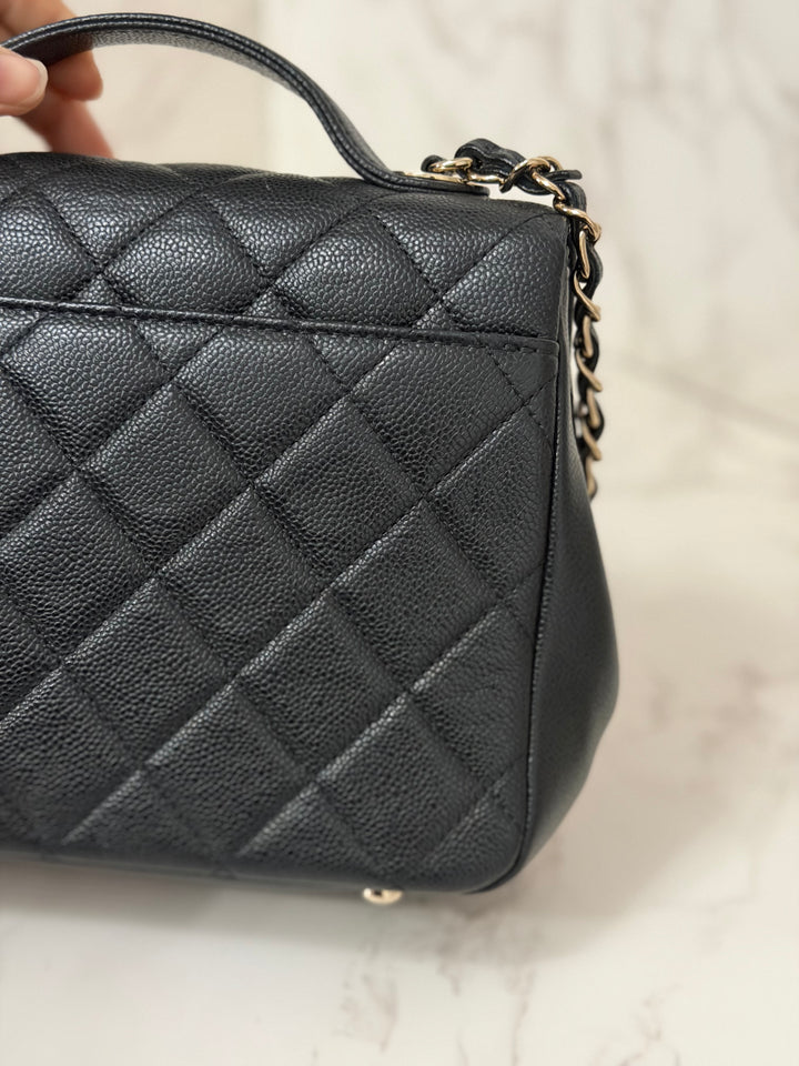 CHANEL Black Caviar LGHW Medium Business Affinity Flap Bag Microchipped